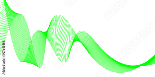 Artistic 3d green abstract background featuring colorful wave lines and curved ribbon shapes for a professional business web banner template design illustration