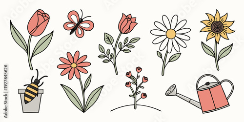 A delightful array of flowers in various colors and styles Vector