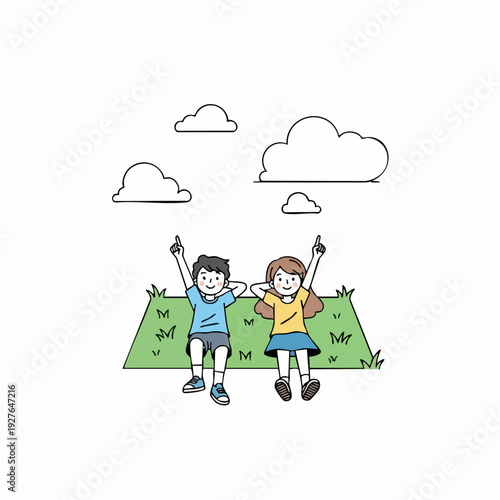 Two Children Outdoors Enjoying Time Together.