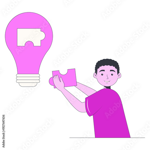 Creative Business Idea. Isolated on White Background. Flat Vector Character.
