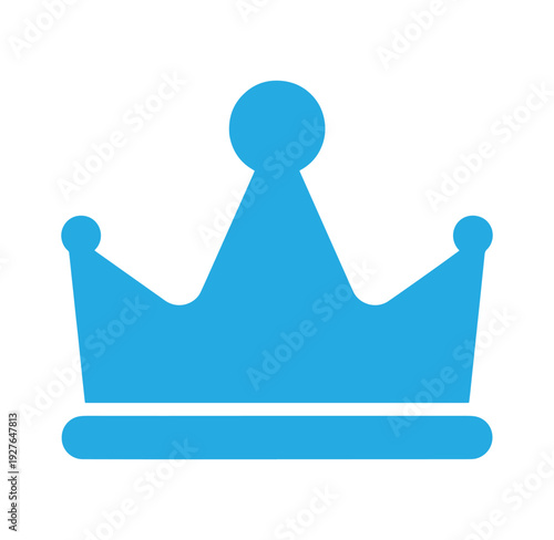 blue crown icon symbol royal headwear  simple flat design