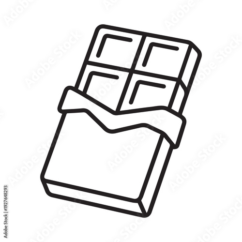 Vector linear chocolate bar in unfolded packaging