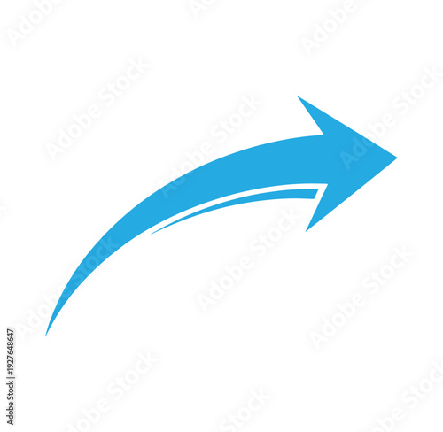Free Download Blue curved arrow pointing to the right on white background - GFXLoad