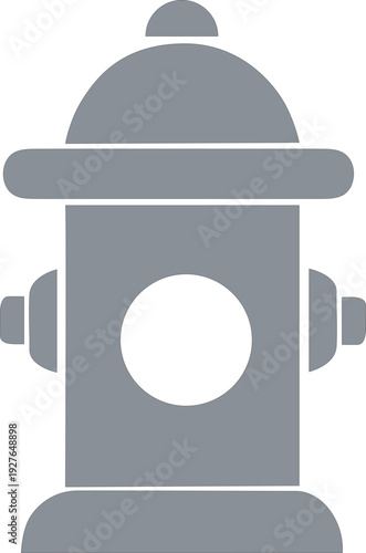 Gray fire hydrant icon, simple flat vector illustration representing fire safety, emergency services, or urban infrastructure