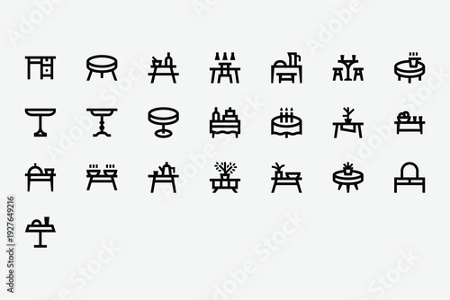 Tables Line Icon Set