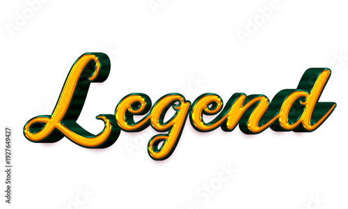 legend text effect isolated transparent element design color combination gold and green