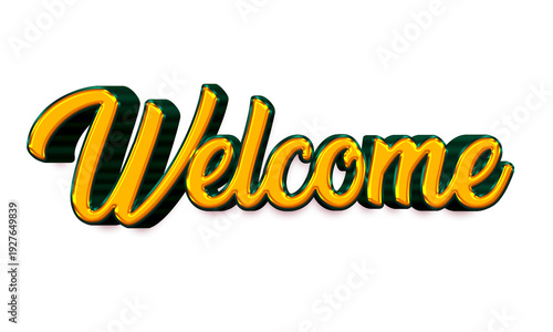 welcome text effect isolated transparent element design color combination gold and green