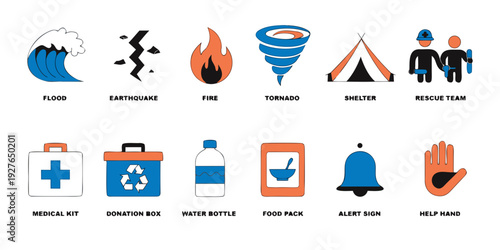 Collection of diverse icons representing various activities and services Vector