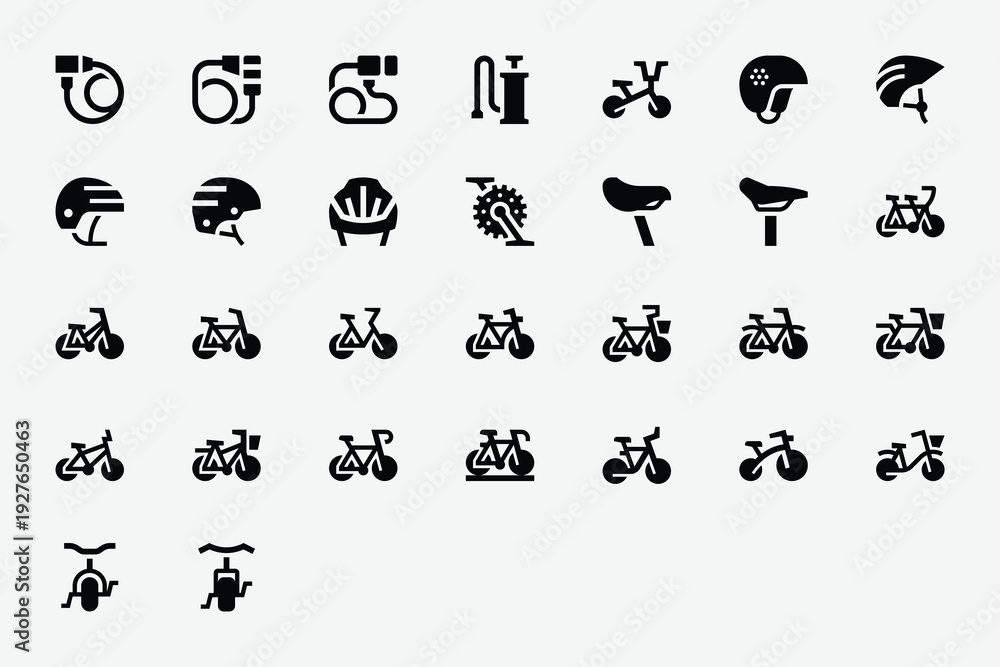 Fototapeta premium Bicycles Solid Icon Set