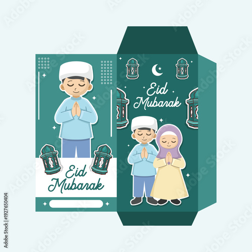 Celebrate Eid mubarak envelope template vector design