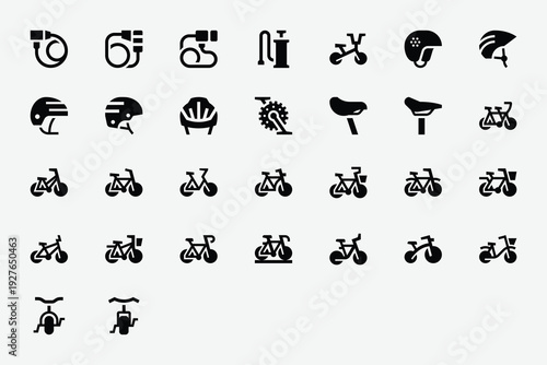 Bicycles Solid Icon Set