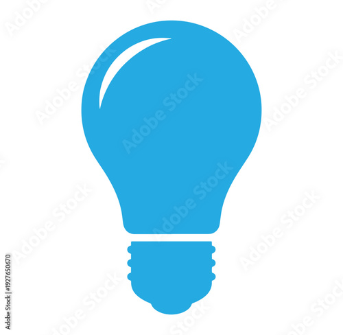Blue light bulb icon symbol for ideas and innovation isolated on white background