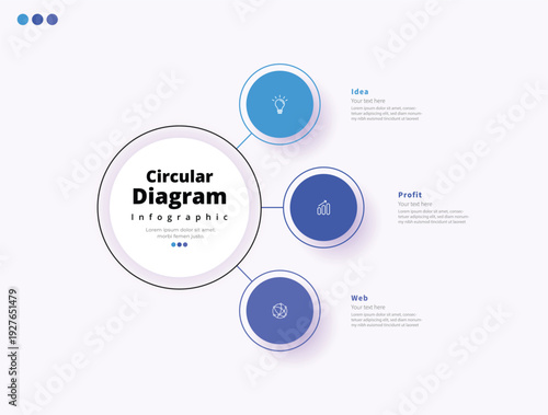 Modern minimalist, elegant, clean, circular steps, editable infographic design template, vector