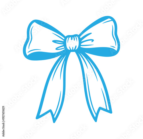 blue ribbon bow tie symbol for gift wrapping and decoration purposes
