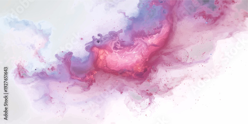 Hand-painted abstract pink watercolor background features artistic ink splashes and colorful brush strokes on a grunge paper texture vector.