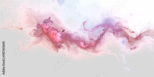 An abstract watercolor background vector  featuring a blue sky and sun with smoke and cloud textures that blend vintage paint and light into a nature-inspired grunge art design.