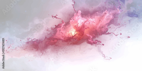 Vintage blue watercolor vector featuring an abstract nature pattern of light clouds and smoke textures on grunge paper.