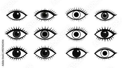 Stylized Human Eye Silhouette Collection – Eyelashes and Iris Vector Set