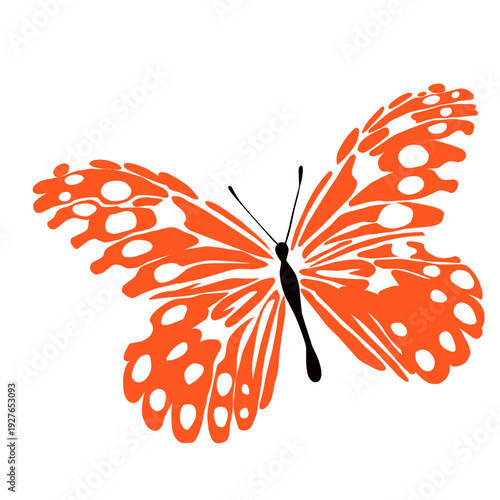 Vibrant Orange Butterfly Silhouette Illustration