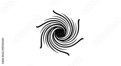 Swirling vortex abstract graphic design with black and white flowing lines