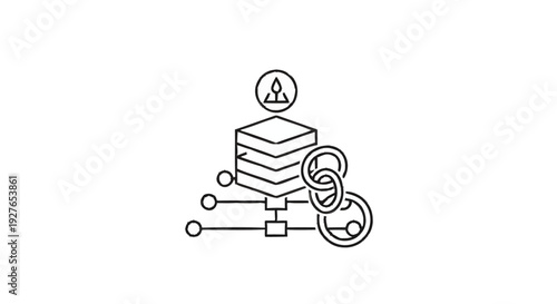 Database network connection and user icon illustration.