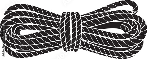 Black and white illustration of a coiled rope bundle