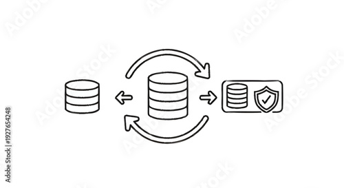 Database security and data synchronization concept illustration.
