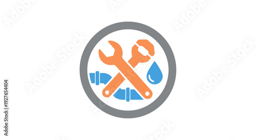 Vector Icon Illustrating Essential Home Repair Tools and Plumbing Work for Professional Service Providers