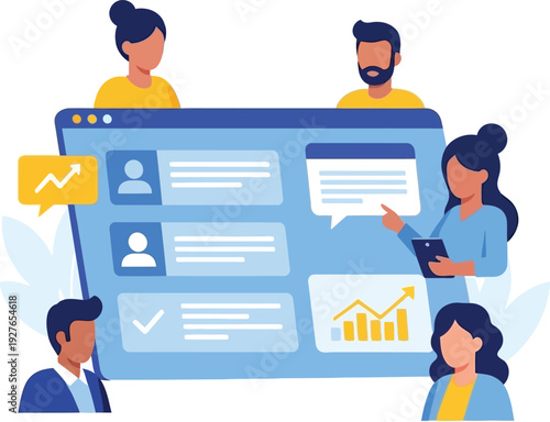 A modern digital dashboard with diverse people interacting ideal for business concepts on transparent background silhouette high quality professional detailed elegant