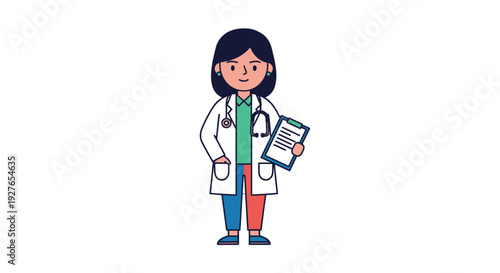Medical professional in a lab coat with a stethoscope and clipboard