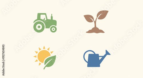 Essential Farming and Nature Icons for Agriculture, Cultivation, and Sustainable Plant Growth Concepts