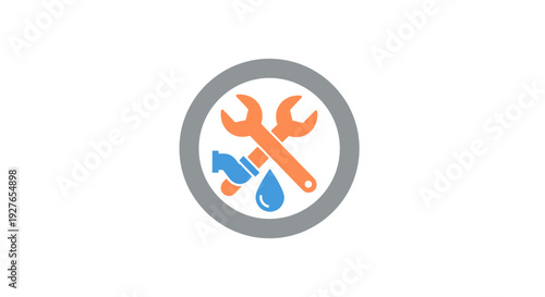 Essential Plumbing and Home Repair Services Logo Icon Featuring Wrench and Water for Maintenance Solutions