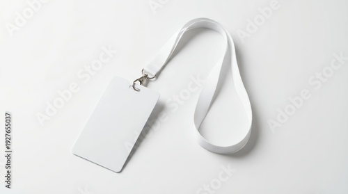 Blank white identification card with lanyard, perfect for events and security