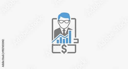 Professional Financial Advisor Icon with Business Growth Chart and Investment Strategy Representation