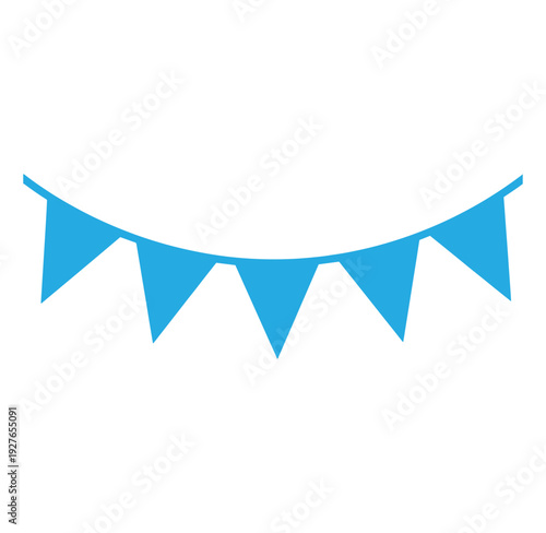 Blue triangular pennant banner string for decoration and celebration purposes
