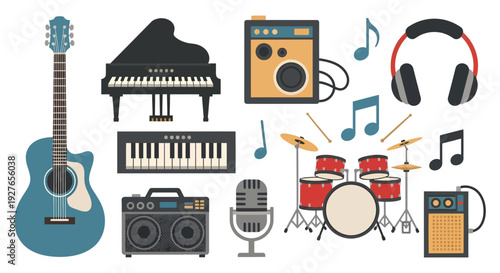 Musical Instruments Illustration, Vector Style Graphic, for Music, Concerts, and Creative Projects