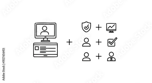Digital Identity Verification and Security Process Icons.