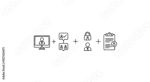 Digital Identity Verification and Security Process Icons.