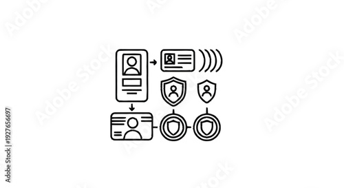 Digital Identity Verification and Security Protocol Iconography.