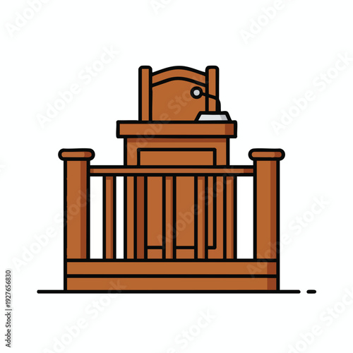 Classic Wooden Gavel and Judge s Bench for Legal and Courtroom Settings