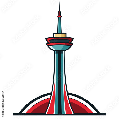 Stylized vector illustration of the famous Kyoto Tower architectural landmark in Japan