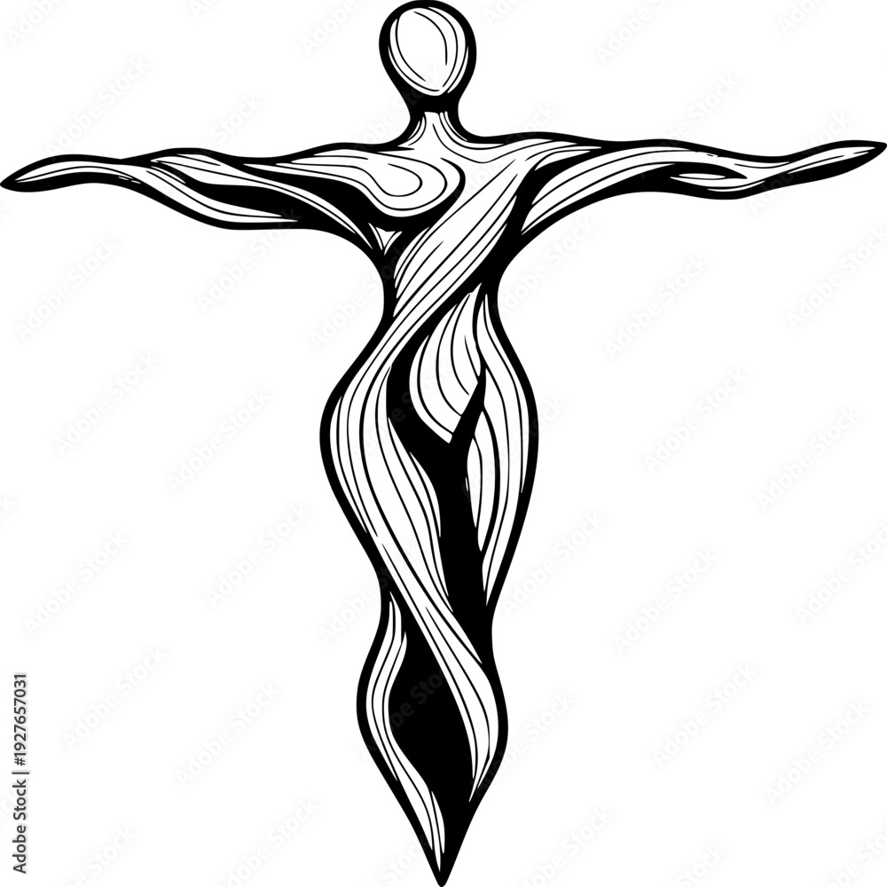 Obraz premium Silhouette illustration of a man and woman with a man dancing