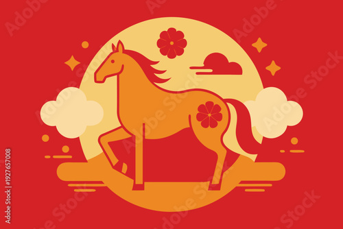 Stylized horse illustration representing the Chinese zodiac and new year celebration