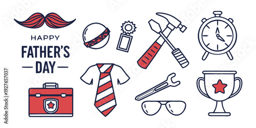 Celebrate father's day with a variety of gifts and activities Vector