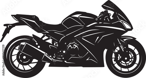 Black Motorcycle Silhouette on White Background Illustration Design