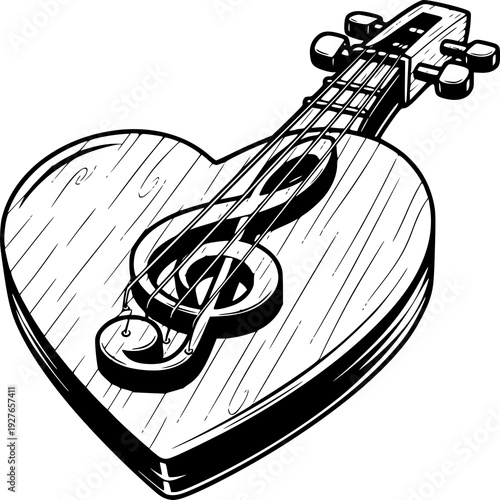 Vector illustration of a jazz saxophone with musical notes and instruments in an artistic sketch style