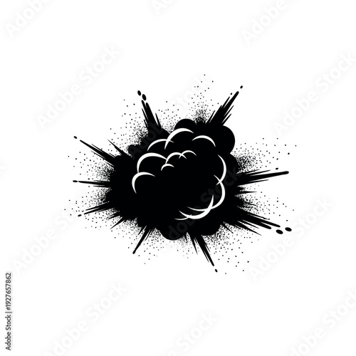 Black Explosion Cloud Burst Graphic Design Element.