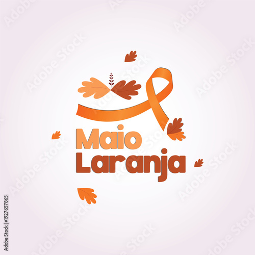 Orange ribbon for leukemia, kidney cancer, multiple sclerosis RSD awareness, isolated on white background,