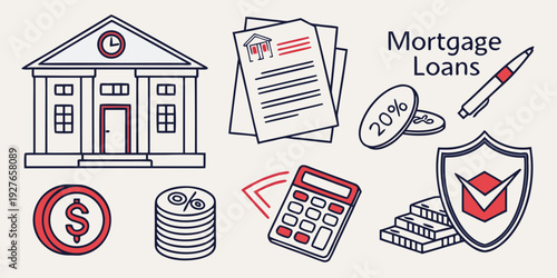 Illustration of various services and facilities available in a community. Vector