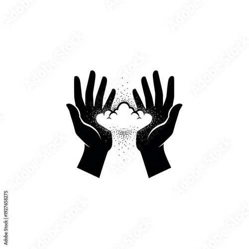 Mysterious hands releasing magical dust or energy.